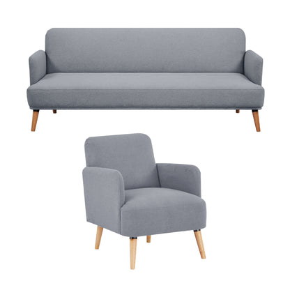 Brianna 3 + 1 Seater Sofa Fabric Uplholstered Lounge Couch - Light Grey - Cosy Abode