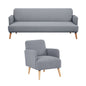 Brianna 3 + 1 Seater Sofa Fabric Uplholstered Lounge Couch - Light Grey - Cosy Abode