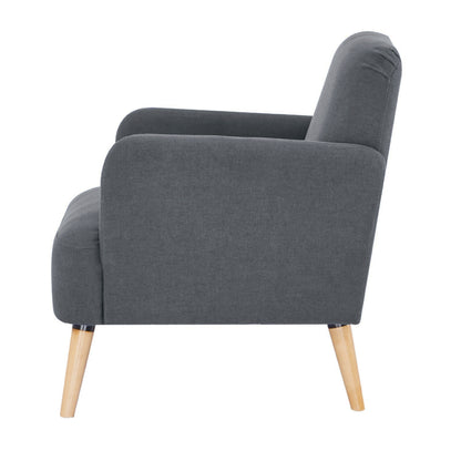 Brianna 1 Seater Sofa Arm Chair Fabric Uplholstered Lounge Couch - Dark Grey - Cosy Abode