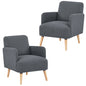 Brianna Set of 2 Sofa Arm Chair Fabric Uplholstered Lounge Couch - Dark Grey - Cosy Abode
