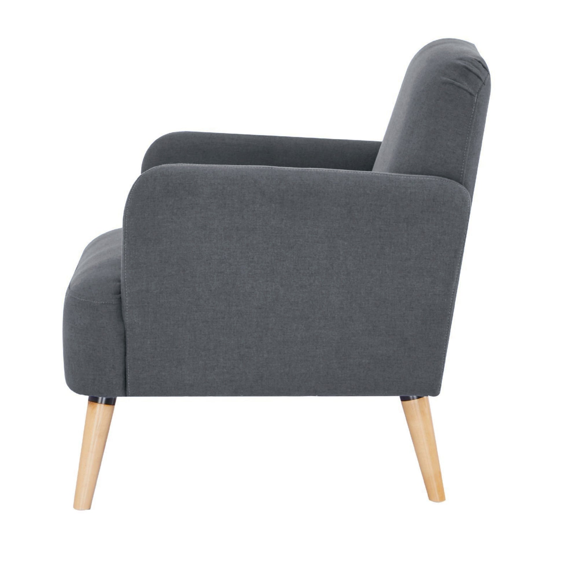 Brianna Set of 2 Sofa Arm Chair Fabric Uplholstered Lounge Couch - Dark Grey - Cosy Abode