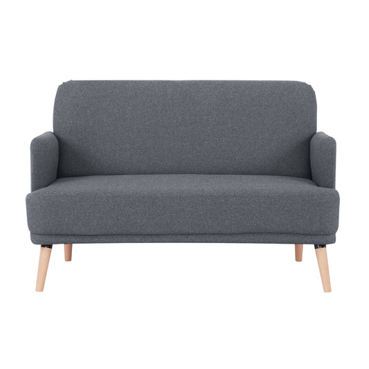 Brianna 2 Seater Sofa Fabric Uplholstered Lounge Couch - Dark Grey - Cosy Abode