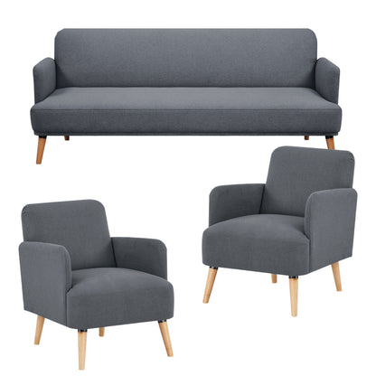 Brianna 3 + 1 + 1 Seater Sofa Fabric Uplholstered Lounge Couch - Dark Grey - Cosy Abode