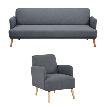 Brianna 3 + 1 Seater Sofa Fabric Uplholstered Lounge Couch - Dark Grey - Cosy Abode