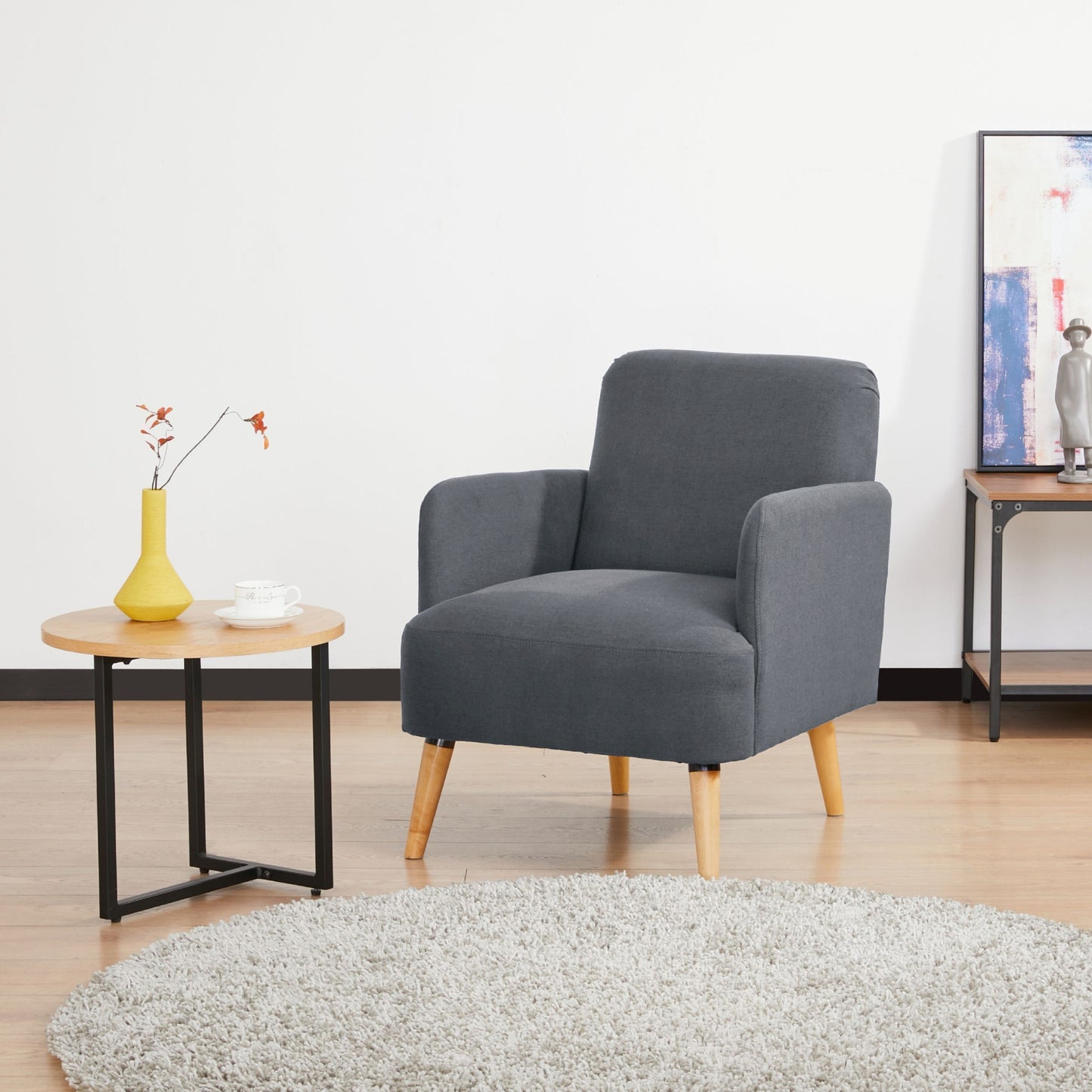 Brianna 3 + 1 Seater Sofa Fabric Uplholstered Lounge Couch - Dark Grey - Cosy Abode