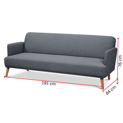 Brianna 3 + 2 + 1 Seater Sofa Fabric Uplholstered Lounge Couch - Dark Grey - Cosy Abode