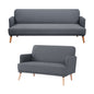 Brianna 3 + 2 Seater Sofa Fabric Uplholstered Lounge Couch - Dark Grey - Cosy Abode