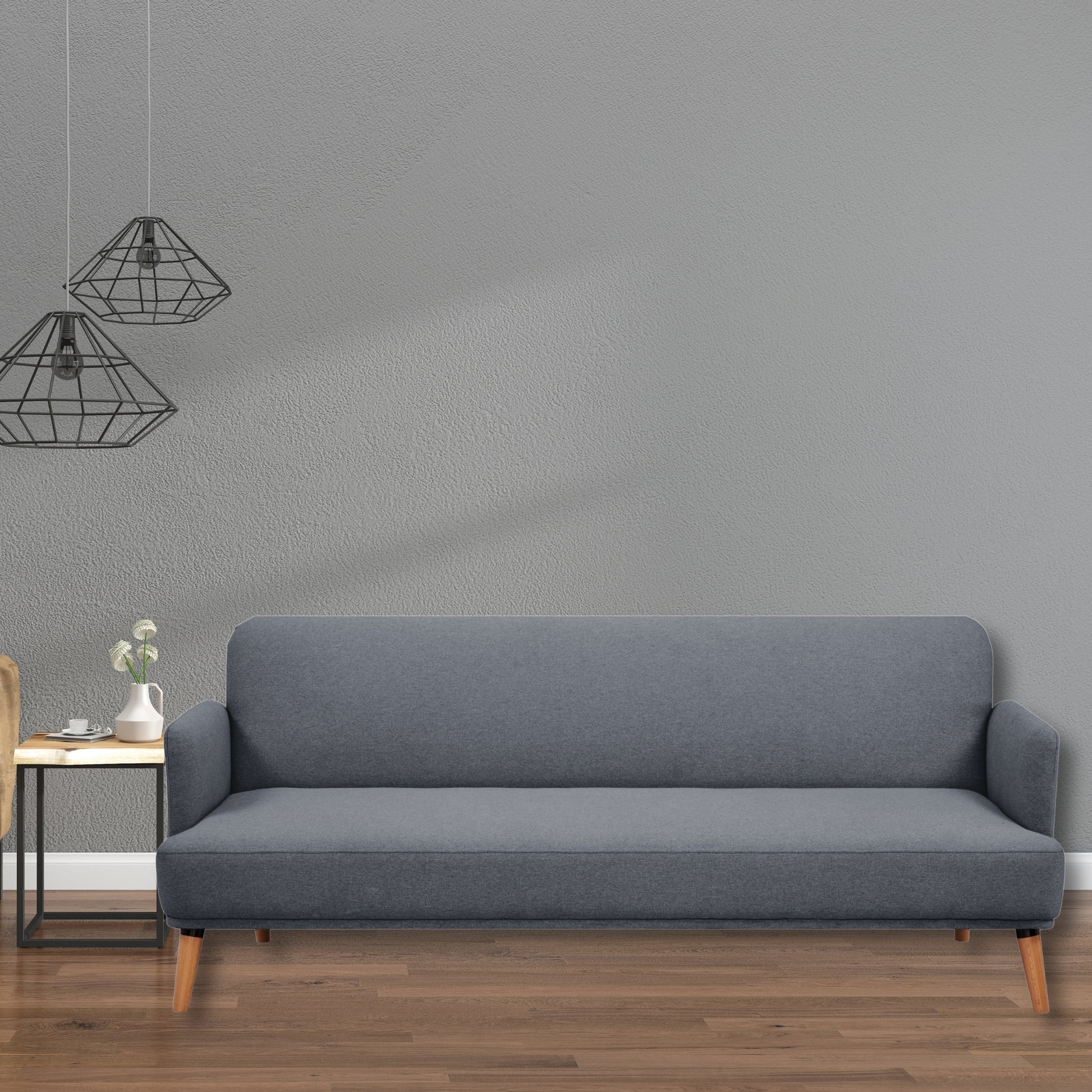 Brianna 3 + 2 Seater Sofa Fabric Uplholstered Lounge Couch - Dark Grey - Cosy Abode