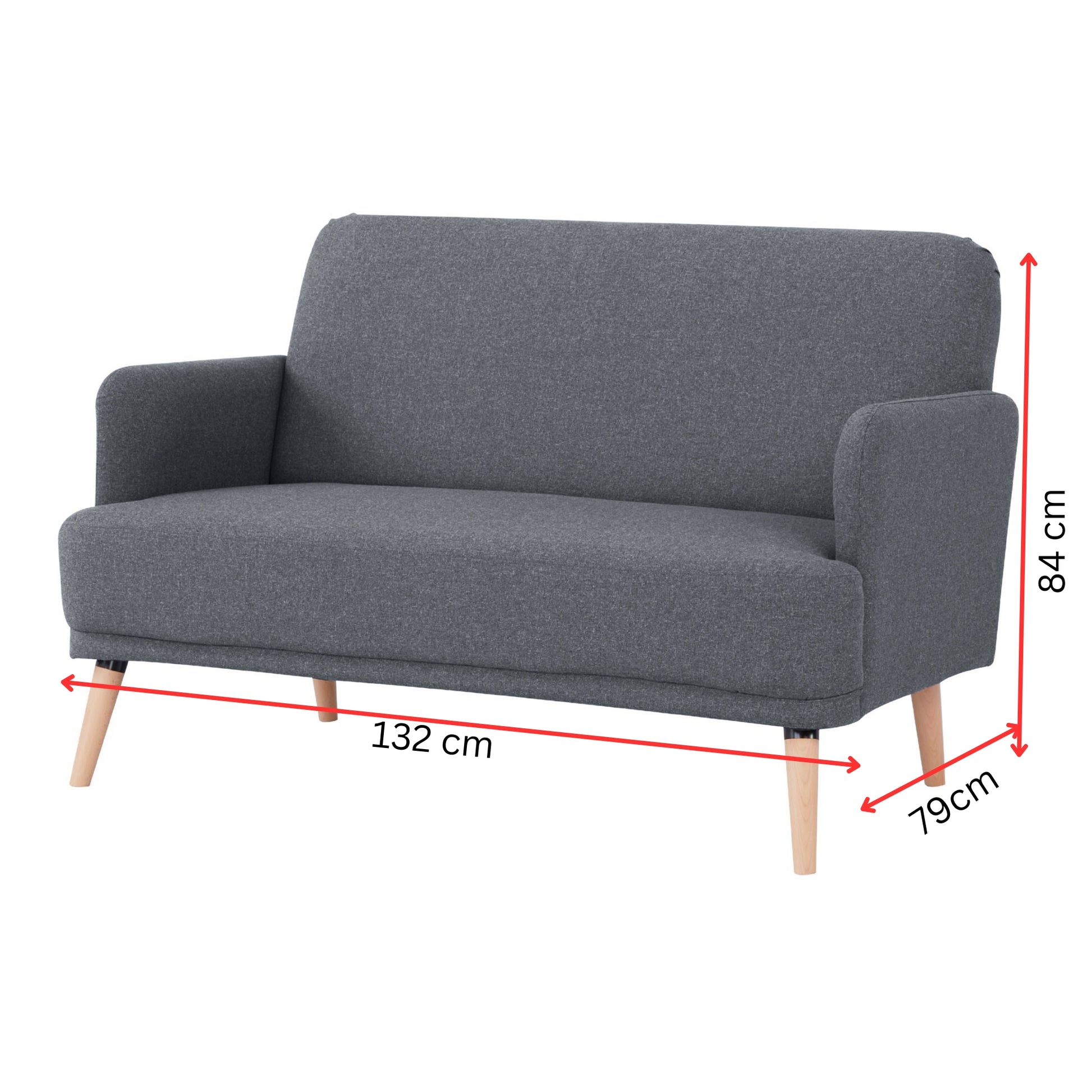 Brianna 3 + 2 Seater Sofa Fabric Uplholstered Lounge Couch - Dark Grey - Cosy Abode