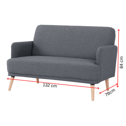 Brianna 3 + 2 Seater Sofa Fabric Uplholstered Lounge Couch - Dark Grey - Cosy Abode