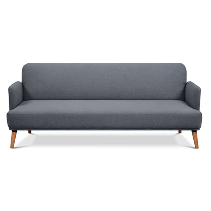 Brianna 3 Seater Sofa Bed Fabric Uplholstered Lounge Couch - Dark Grey - Cosy Abode