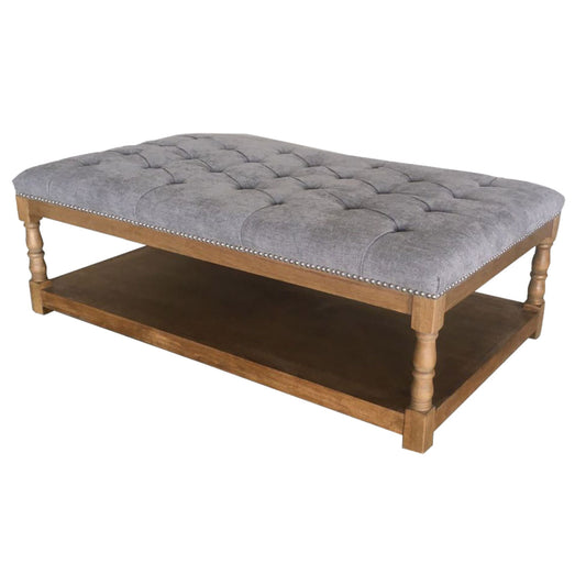 Rosebud Ottoman Bed End Chair Seat Tufted Fabric Seat Storage Foot Stools -Steel - Cosy Abode
