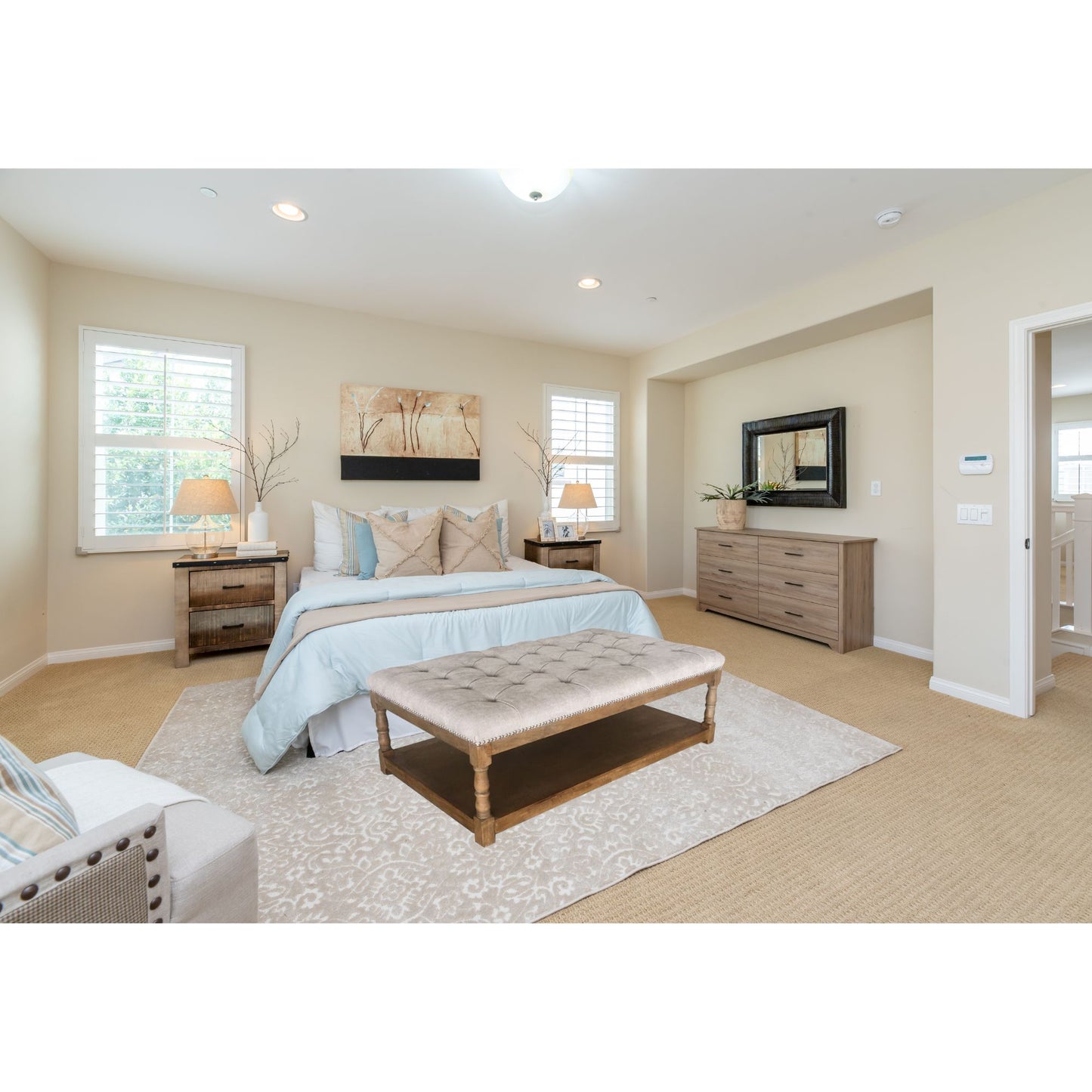 Rosebud Ottoman Bed End Chair Seat Tufted Fabric Seat Storage Foot Stools -Beige - Cosy Abode