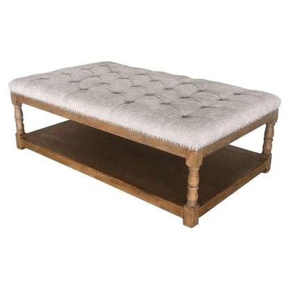 Rosebud Ottoman Bed End Chair Seat Tufted Fabric Seat Storage Foot Stools -Beige - Cosy Abode