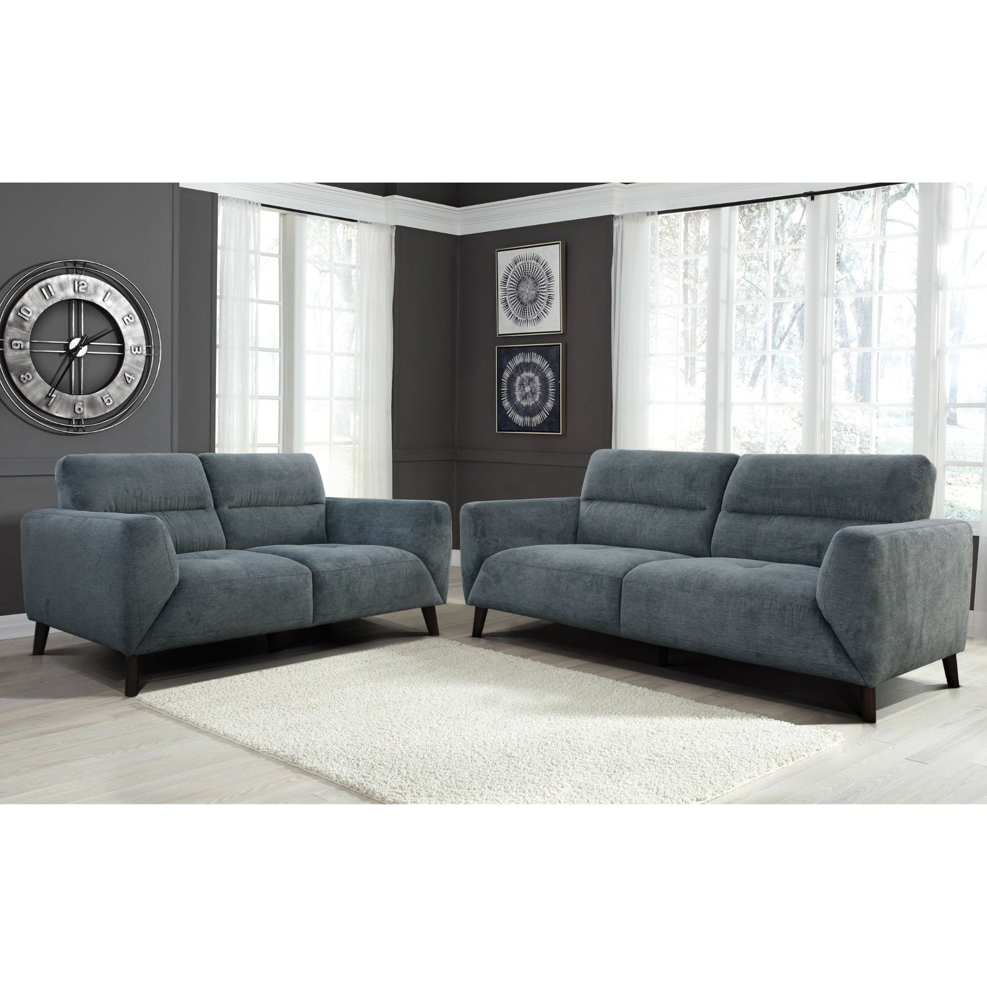 Monarch 3 Seater Sofa Fabric Uplholstered Lounge Couch - Charcoal - Cosy Abode