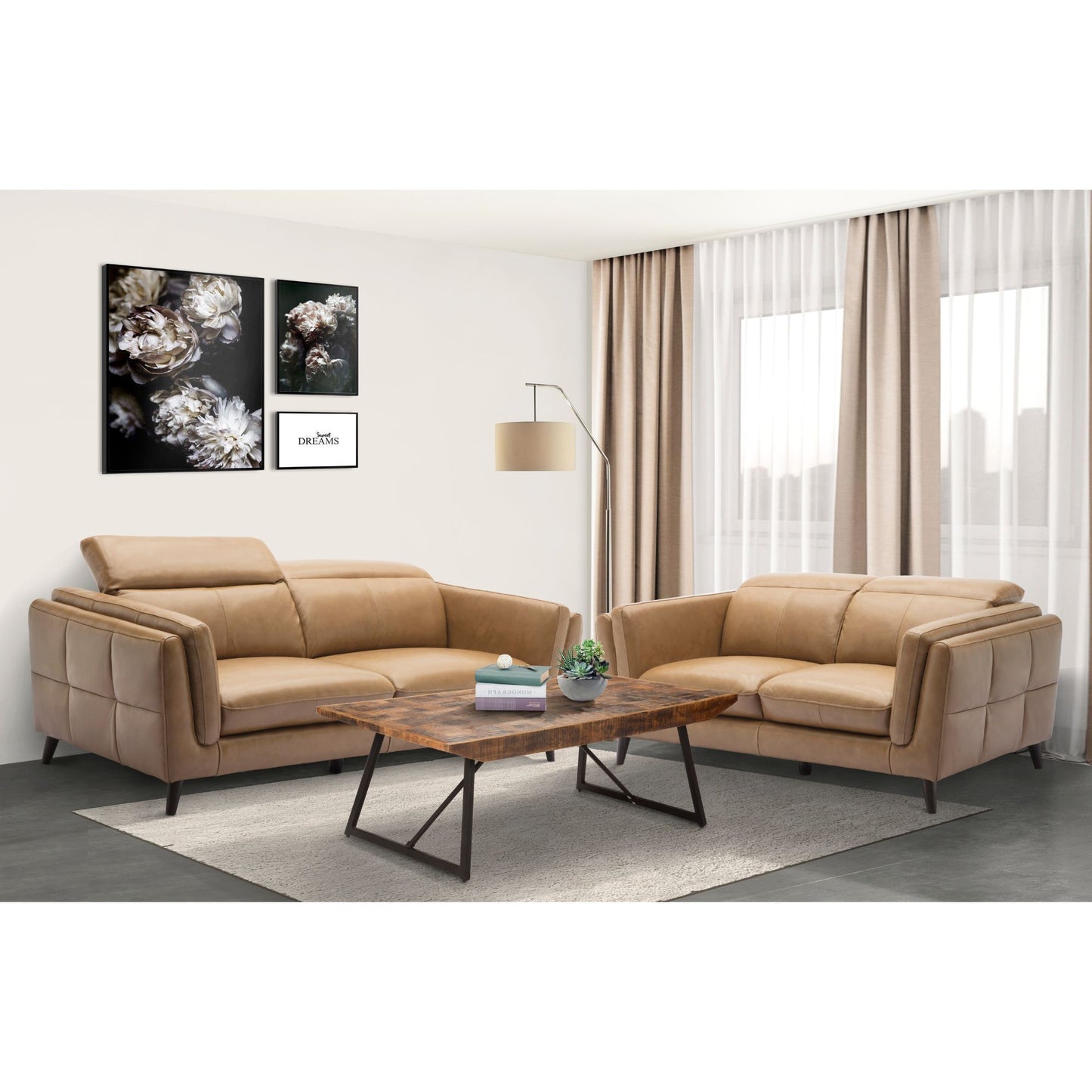 Quince 2 Seater Sofa Genuine Leather Upholstered Coach Lounge - Cosy Abode