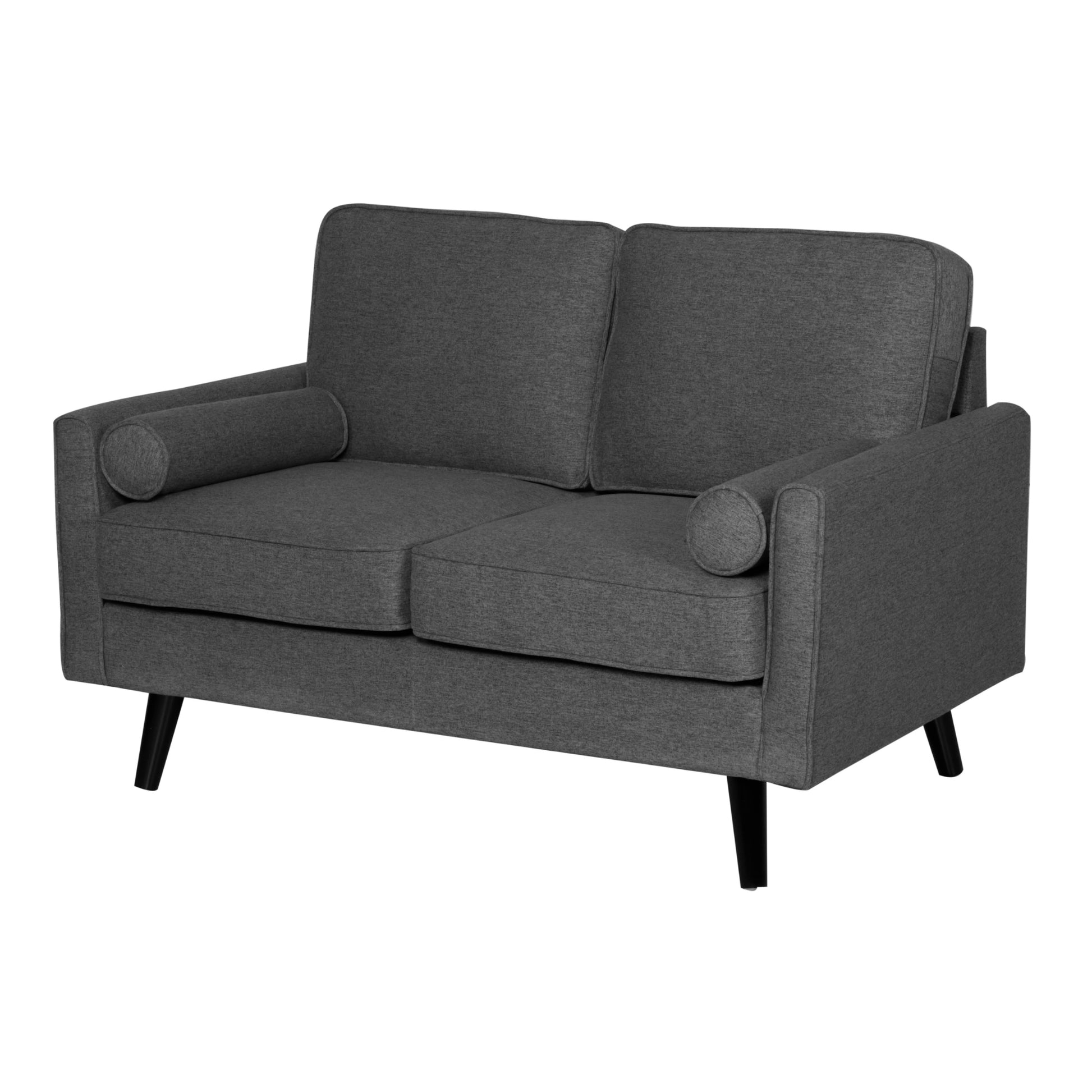 Lexi 2 Seater Sofa Fabric Uplholstered Lounge Couch - Dark Grey - Cosy Abode