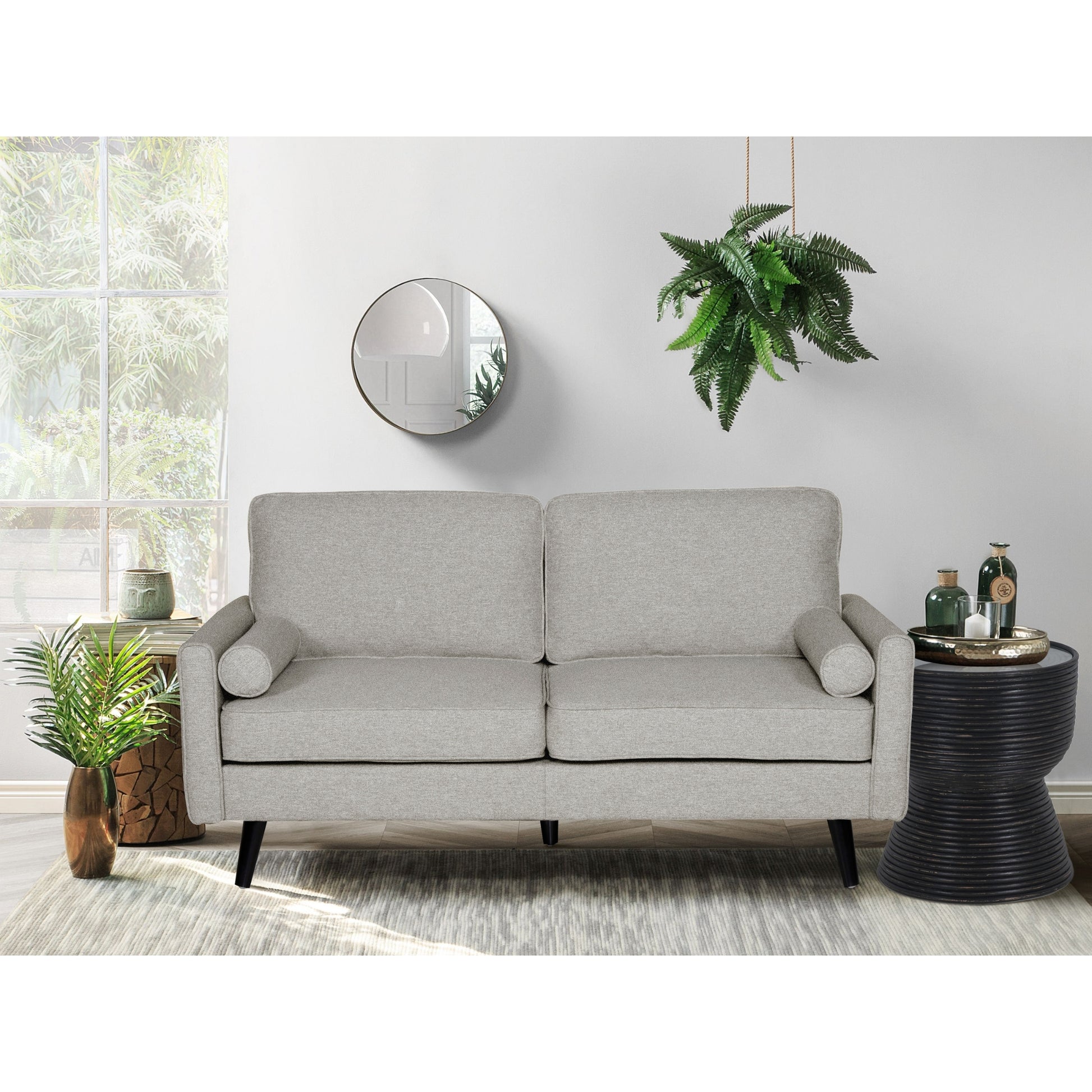 Lexi 2 Seater Sofa Fabric Uplholstered Lounge Couch - Light Grey - Cosy Abode