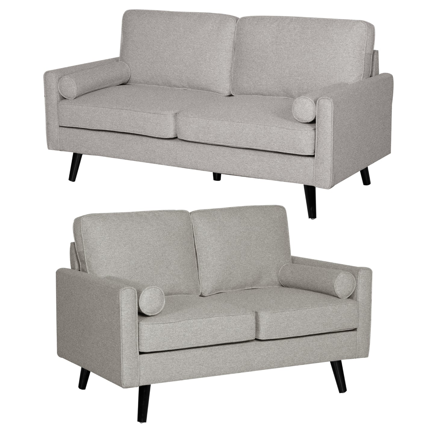 Lexi 2 + 2.5 Seater Sofa Set Fabric Uplholstered Lounge Couch - Light Grey - Cosy Abode