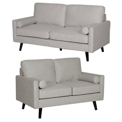 Lexi 2 + 2.5 Seater Sofa Set Fabric Uplholstered Lounge Couch - Light Grey - Cosy Abode