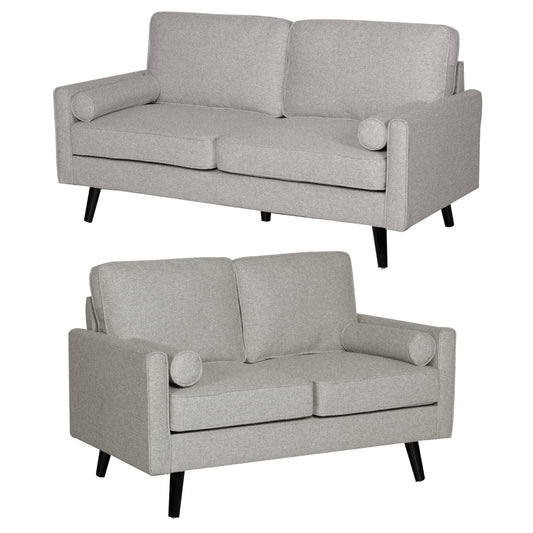 Lexi 2 + 2.5 Seater Sofa Set Fabric Uplholstered Lounge Couch - Light Grey - Cosy Abode