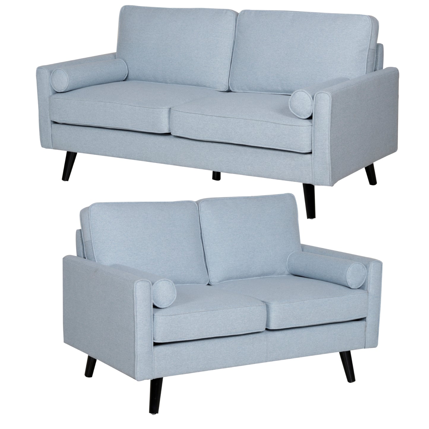 Lexi 2 + 2.5 Seater Sofa Set Fabric Uplholstered Lounge Couch - Light Blue - Cosy Abode