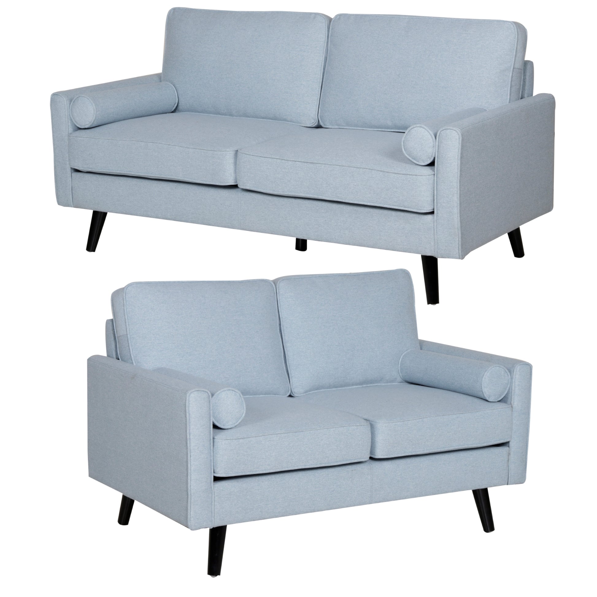 Lexi 2 + 2.5 Seater Sofa Set Fabric Uplholstered Lounge Couch - Light Blue - Cosy Abode