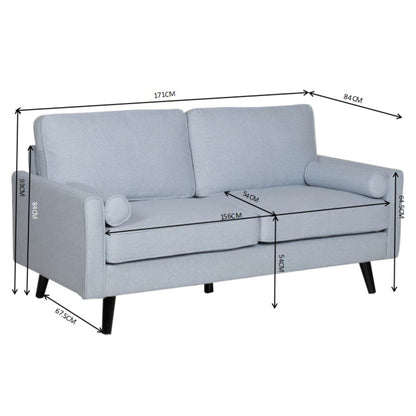 Lexi 2.5 Seater Sofa Fabric Uplholstered Lounge Couch - Light Blue - Cosy Abode