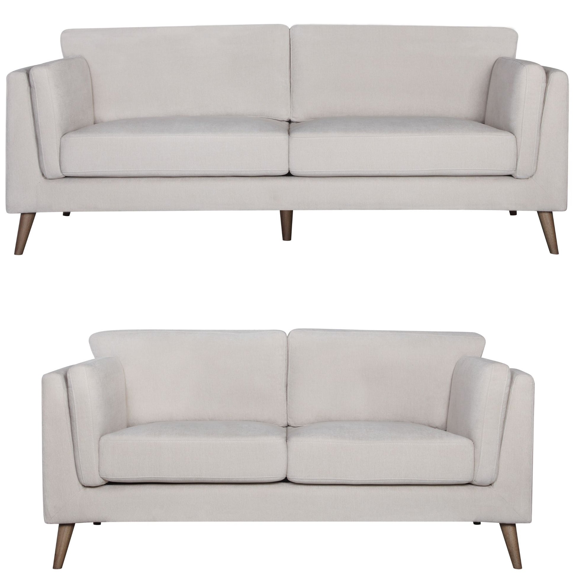 Nooa 2 + 3 Seater Sofa Set Fabric Uplholstered Lounge Couch - Stone - Cosy Abode