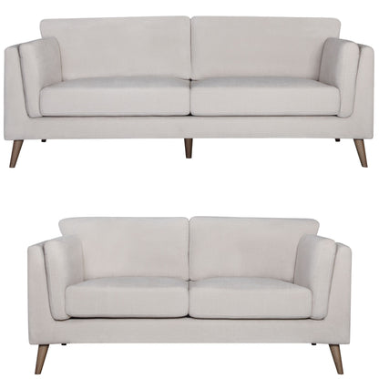 Nooa 2 + 3 Seater Sofa Set Fabric Uplholstered Lounge Couch - Stone - Cosy Abode