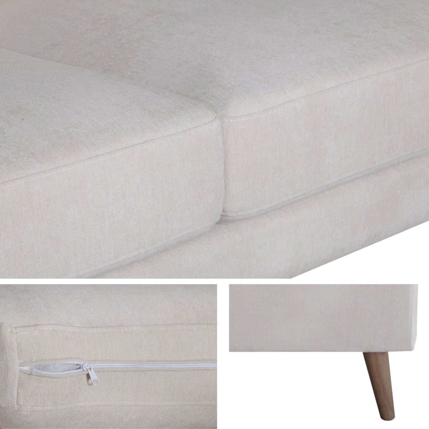 Nooa 2 + 3 Seater Sofa Set Fabric Uplholstered Lounge Couch - Stone - Cosy Abode