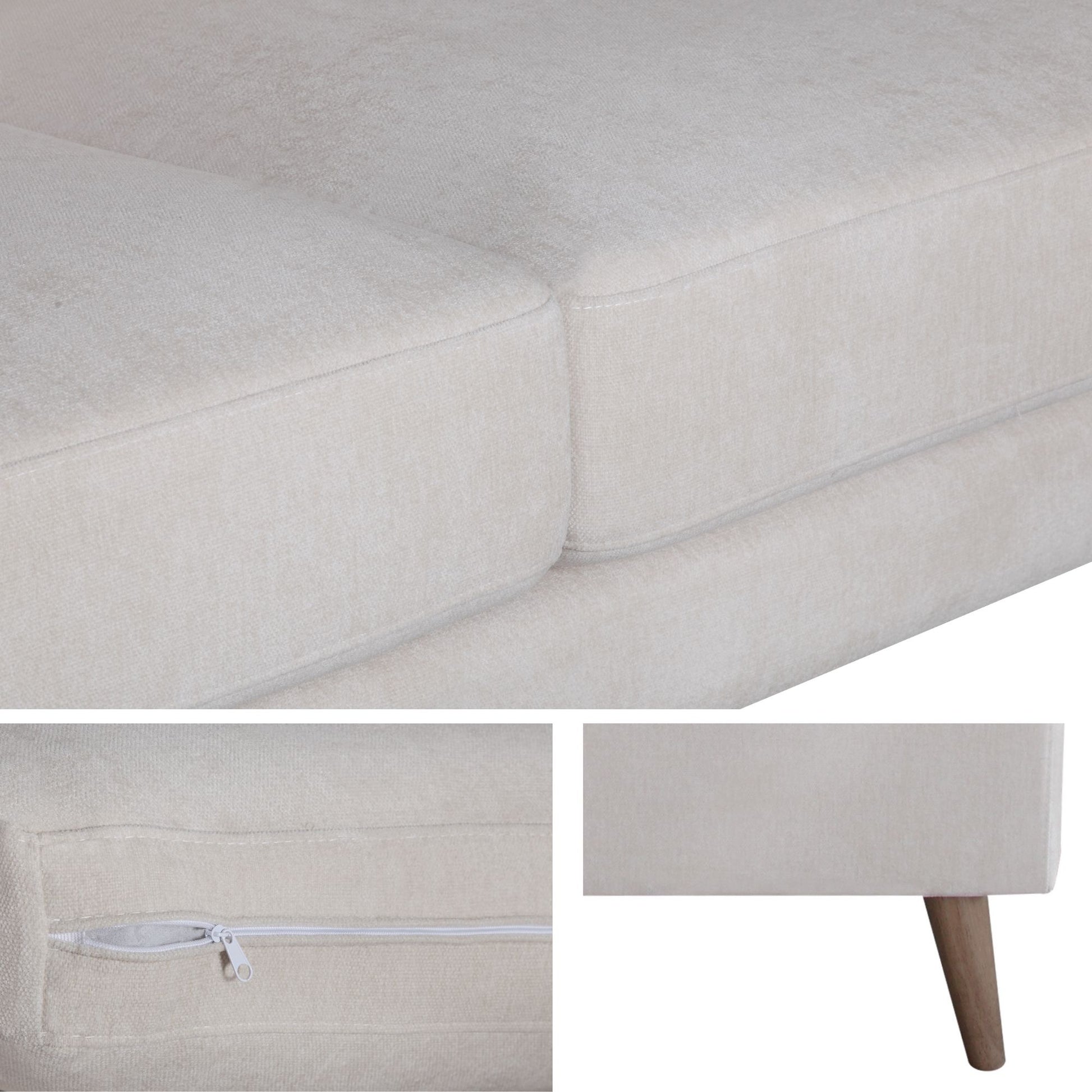 Nooa 2 + 3 Seater Sofa Set Fabric Uplholstered Lounge Couch - Stone - Cosy Abode