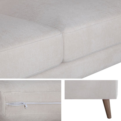Nooa 3 Seater Sofa Fabric Uplholstered Lounge Couch - Stone - Cosy Abode