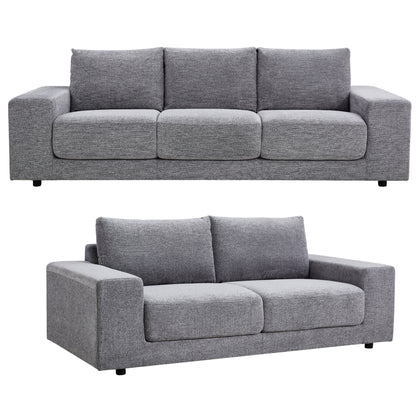 Eliana 4 + 3 Seater Sofa Fabric Uplholstered Lounge Couch - Fog - Cosy Abode