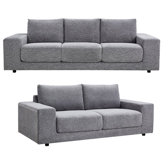 Eliana 4 + 3 Seater Sofa Fabric Uplholstered Lounge Couch - Fog - Cosy Abode