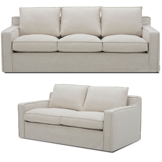 Plushy 2 + 3 Seater Sofa Set Fabric Uplholstered Lounge Couch - Stone - Cosy Abode