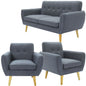 Dane 3 + 1 + 1 Seater Fabric Upholstered Sofa Armchair Lounge Couch - Dark Grey - Cosy Abode