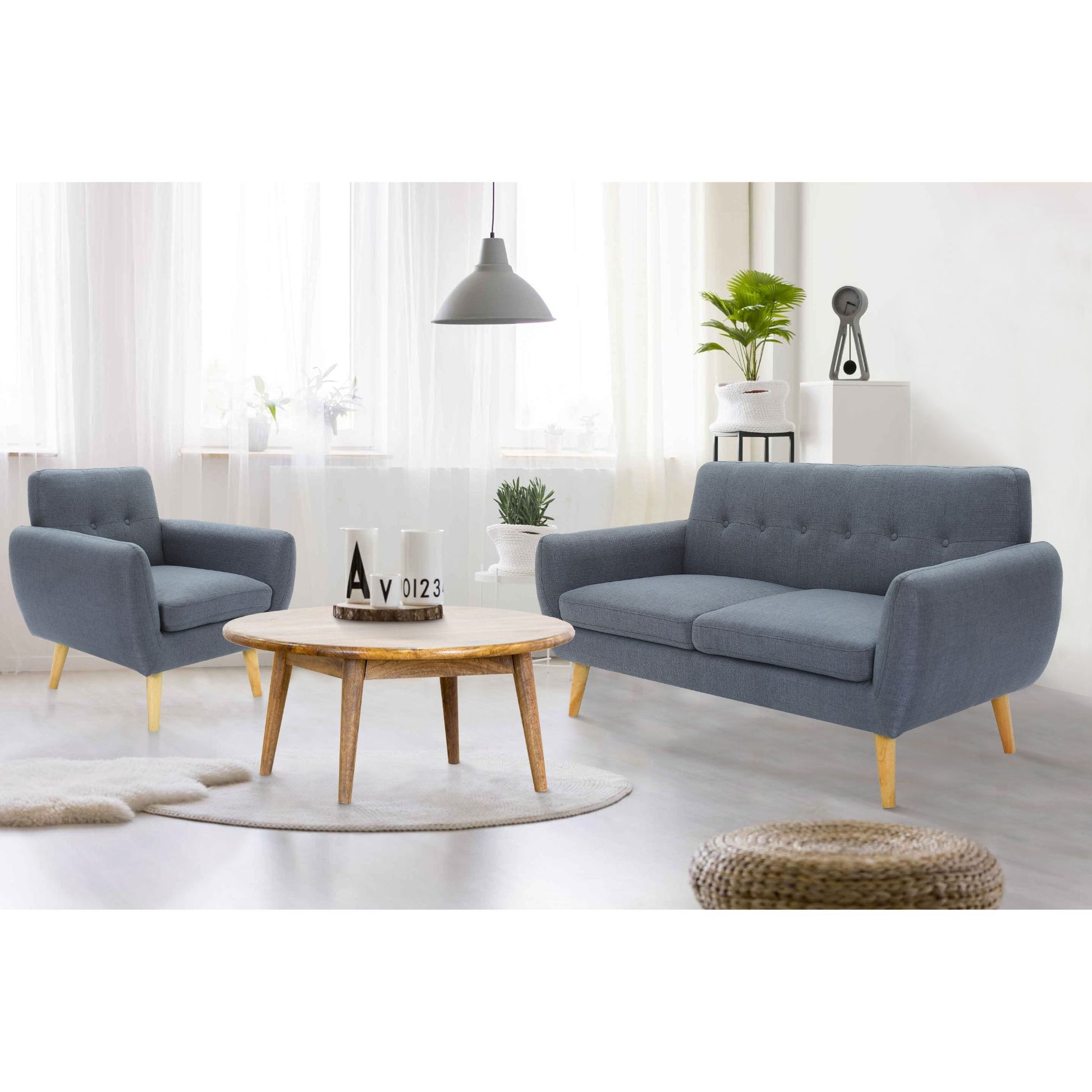 Dane 3 + 1 + 1 Seater Fabric Upholstered Sofa Armchair Lounge Couch - Dark Grey - Cosy Abode