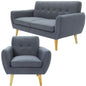 Dane 3 + 1 Seater Fabric Upholstered Sofa Armchair Lounge Couch - Dark Grey - Cosy Abode