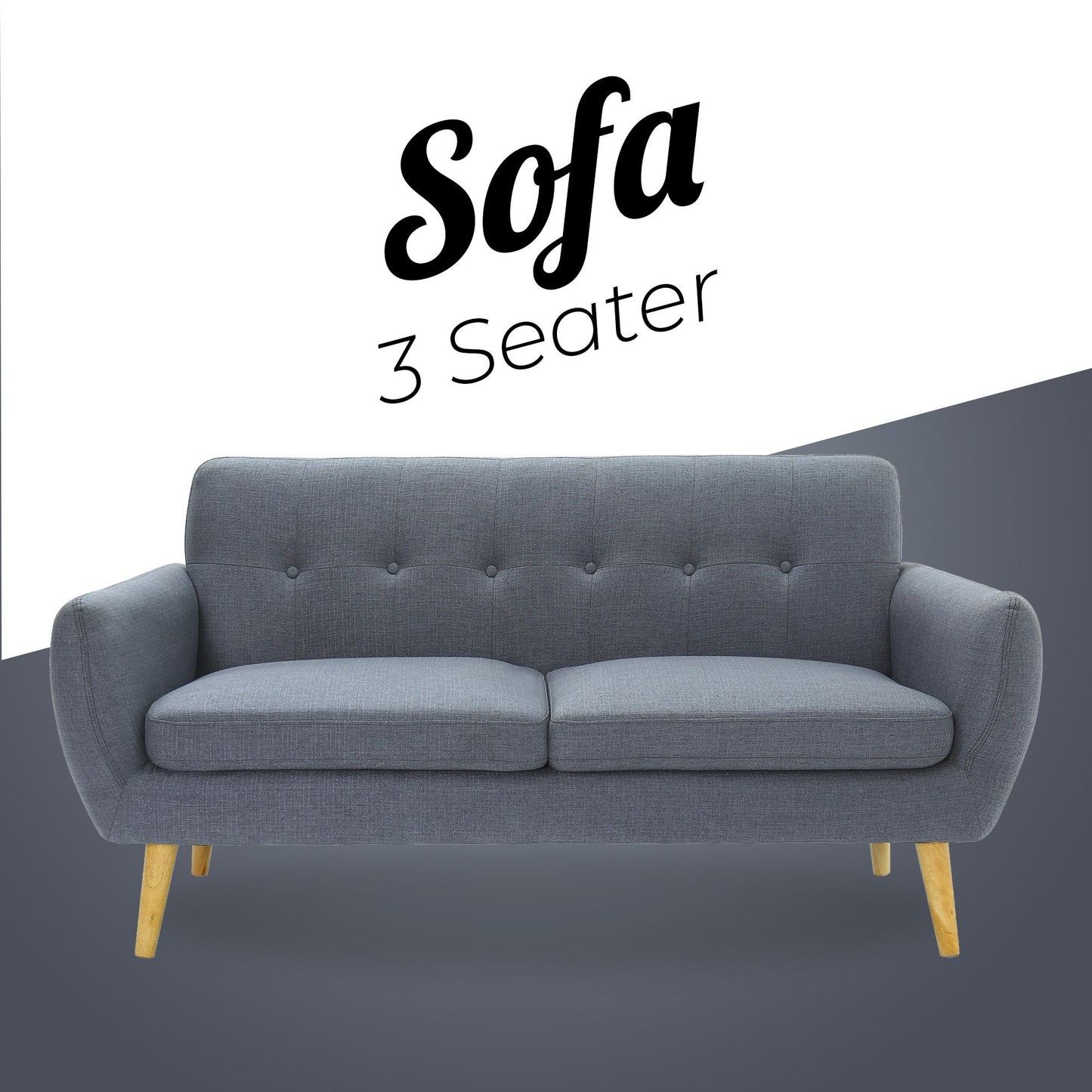Dane 3 + 1 Seater Fabric Upholstered Sofa Armchair Lounge Couch - Dark Grey - Cosy Abode