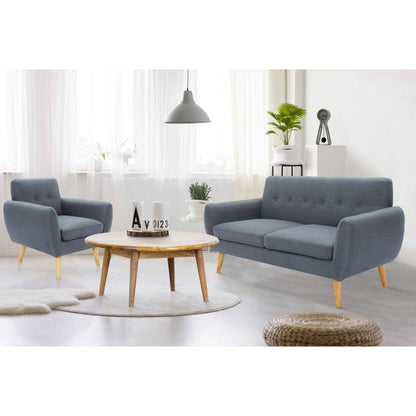 Dane 3 + 1 Seater Fabric Upholstered Sofa Armchair Lounge Couch - Dark Grey - Cosy Abode