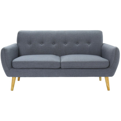 Dane 3 Seater Fabric Upholstered Sofa Lounge Couch - Dark Grey - Cosy Abode