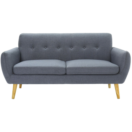 Dane 3 Seater Fabric Upholstered Sofa Lounge Couch - Dark Grey - Cosy Abode