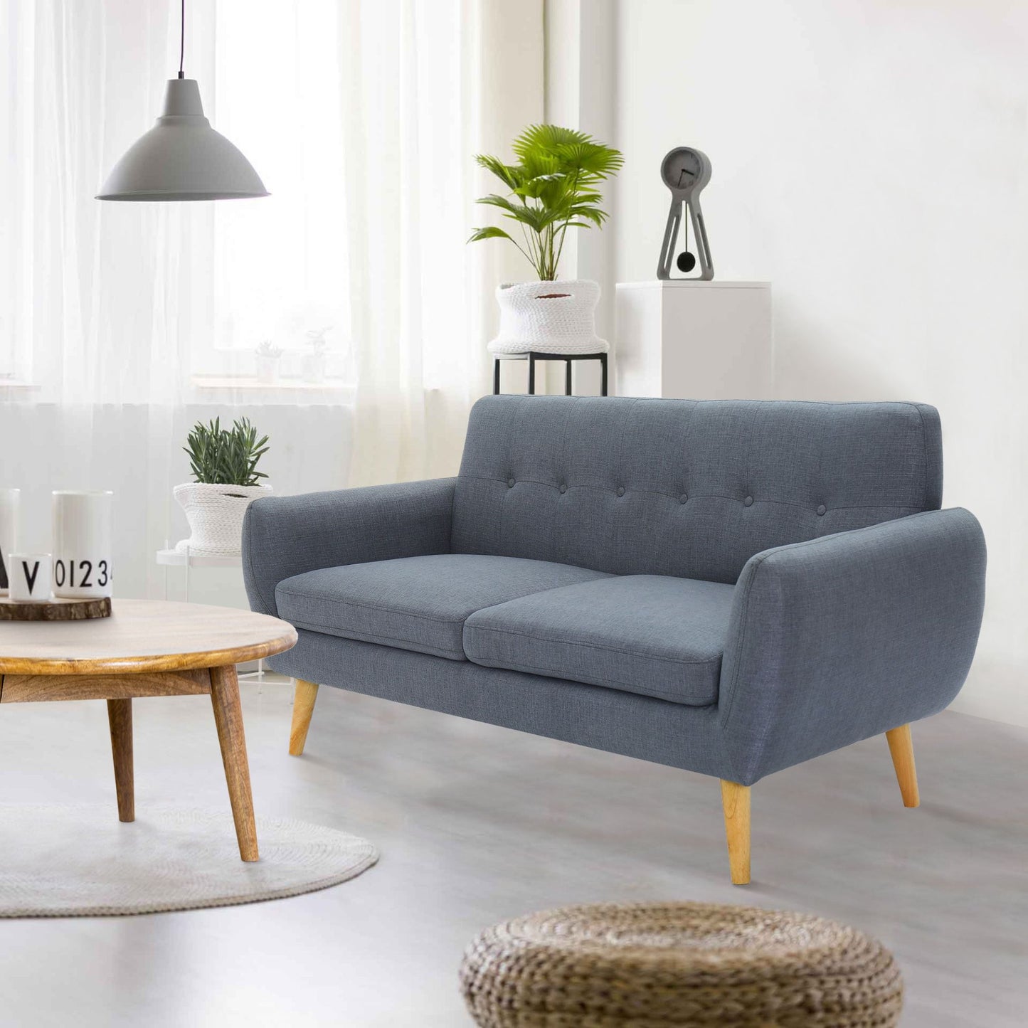 Dane 3 Seater Fabric Upholstered Sofa Lounge Couch - Dark Grey - Cosy Abode