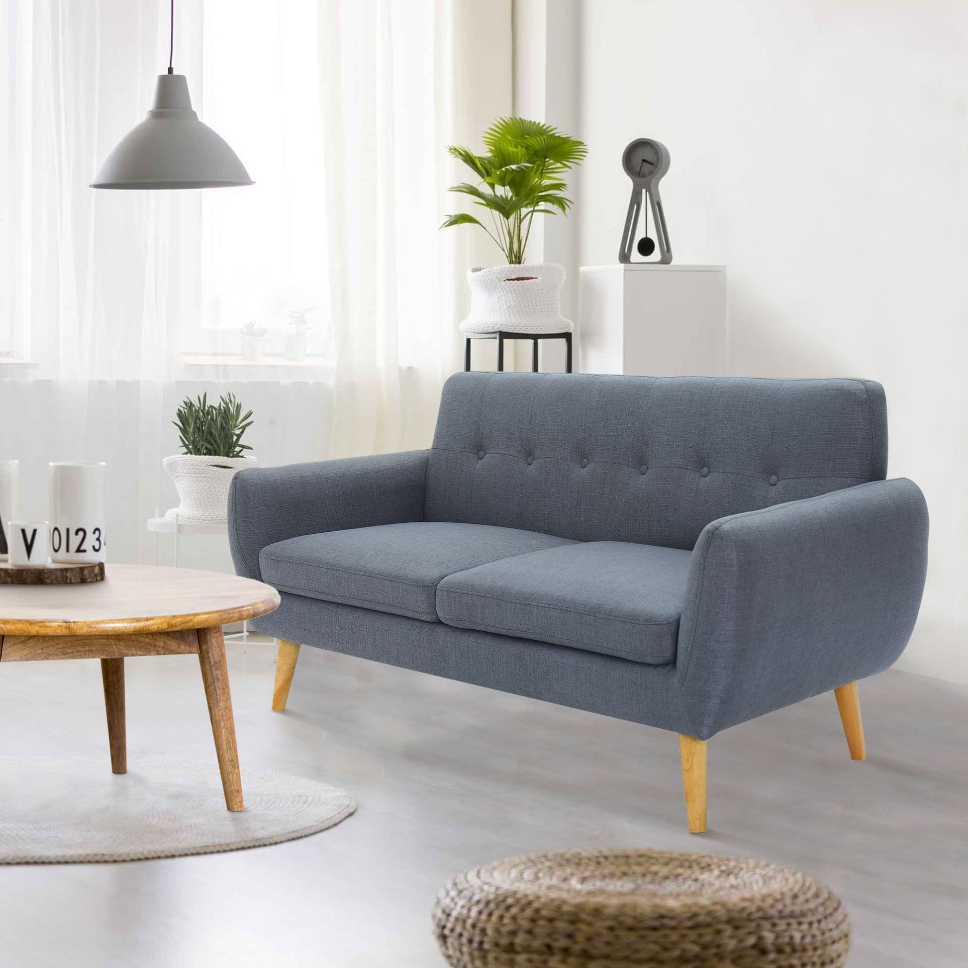 Dane 3 Seater Fabric Upholstered Sofa Lounge Couch - Dark Grey - Cosy Abode