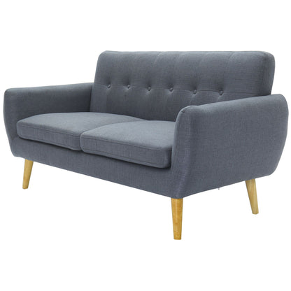 Dane 3 Seater Fabric Upholstered Sofa Lounge Couch - Dark Grey - Cosy Abode