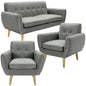 Dane 3 + 1 + 1 Seater Fabric Upholstered Sofa Armchair Lounge Couch - Mid Grey - Cosy Abode