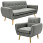 Dane 3 + 1 Seater Fabric Upholstered Sofa Armchair Lounge Couch - Mid Grey - Cosy Abode