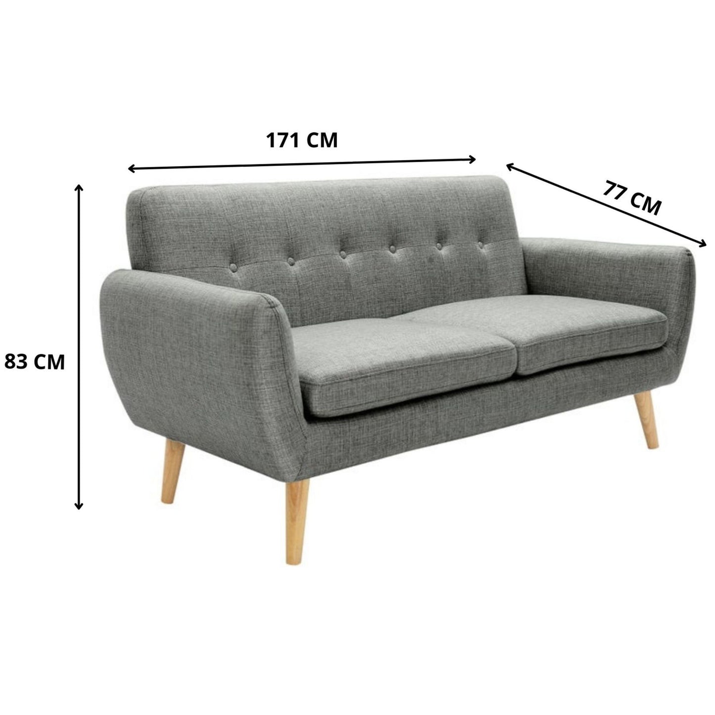 Dane 3 + 1 Seater Fabric Upholstered Sofa Armchair Lounge Couch - Mid Grey - Cosy Abode