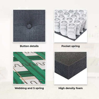 Dane 3 + 1 Seater Fabric Upholstered Sofa Armchair Lounge Couch - Mid Grey - Cosy Abode